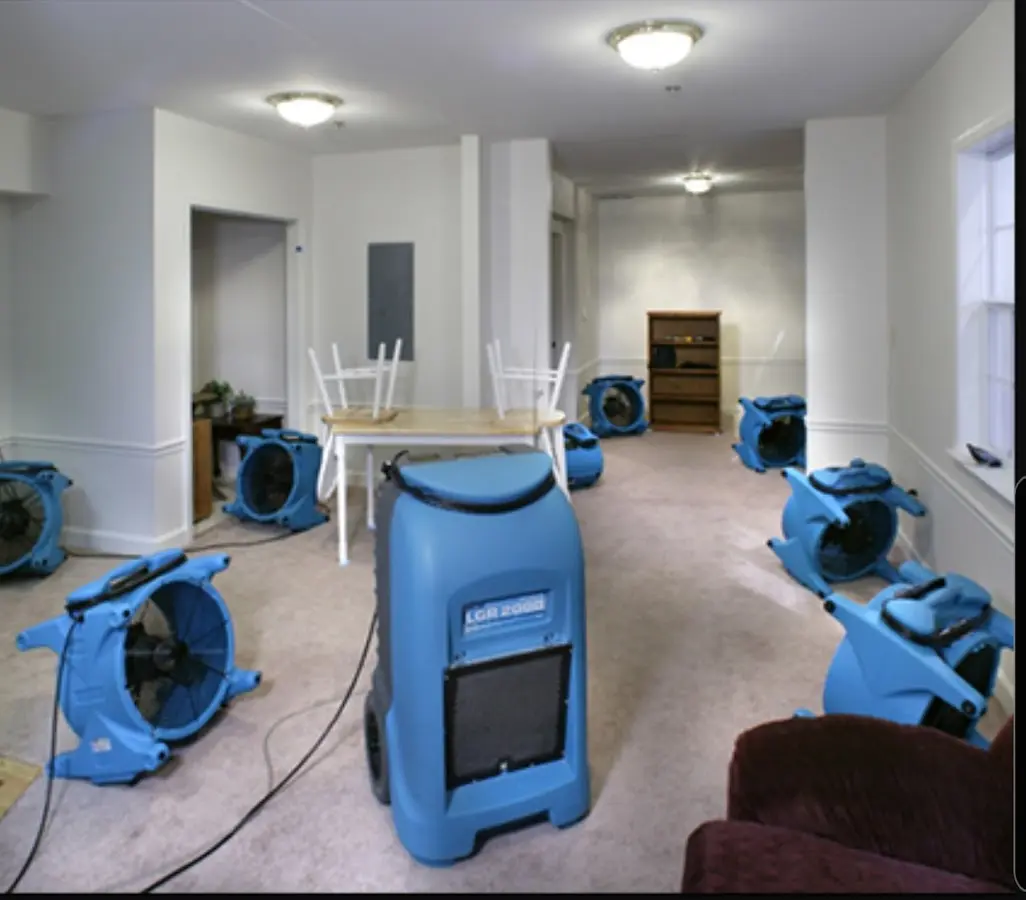 Air movers and dehumidifier setup for Water Extraction & Removal in Pace